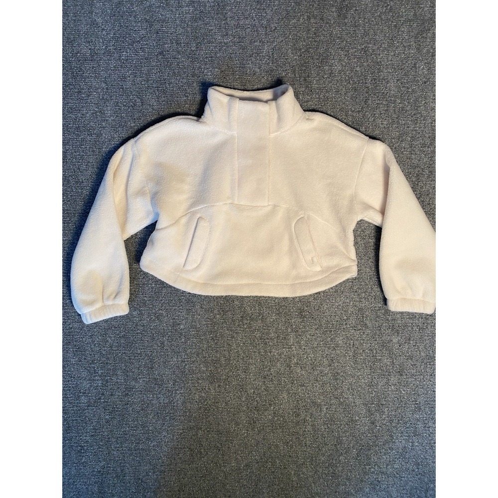 ATHLETA Micro Fleece IvorySnap Closure, Long Sleeves Pullover Sweatshirt XS Sz 6